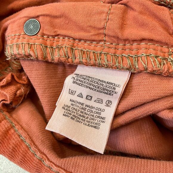 Free People Corduroy Jeans Womens Size 27 Burnt Orange logo button - Picture 10 of 12